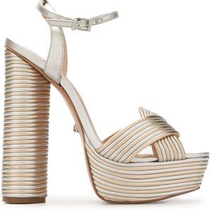 SCHUTZ Two Tone Metallic Platform Sandals SZ: 10